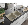 Mexen Tomas fregadero de granito de 2 compartimentos con grifo de cocina Duero, beige - 6516-69-671600-00