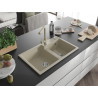 Mexen Tomas tweevaks granieten spoelbak met keukenmengkraan Duero, beige - 6516-69-671600-69