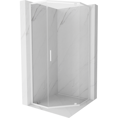 Mexen Exo-R kabina prysznicowa pięciokątna uchylna 100 x 100 cm, transparent, biała - 812-100-100-20-00
