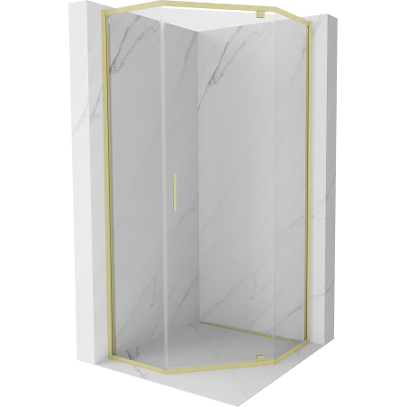 Mexen Exo-R kabina prysznicowa pięciokątna uchylna 100 x 100 cm, transparent, złota szczotkowana - 812-100-100-55-00