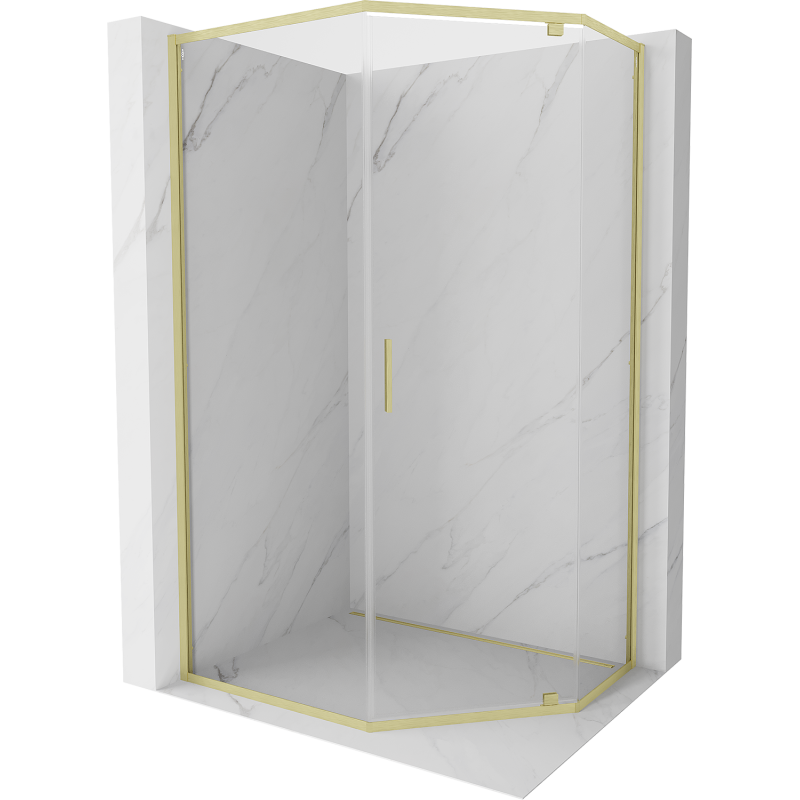 Mexen Exo-R kabina prysznicowa pięciokątna uchylna 100 x 90 cm, transparent, złota szczotkowana - 812-100-090-55-00