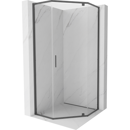 Mexen Exo-R kabina prysznicowa pięciokątna uchylna 90 x 90 cm, transparent, gun gray szczotkowany - 812-090-090-66-00