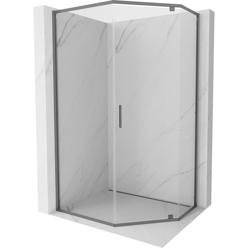 Mexen Exo-R kabina prysznicowa pięciokątna uchylna 100 x 90 cm, transparent, gun metal - 812-100-090-95-00