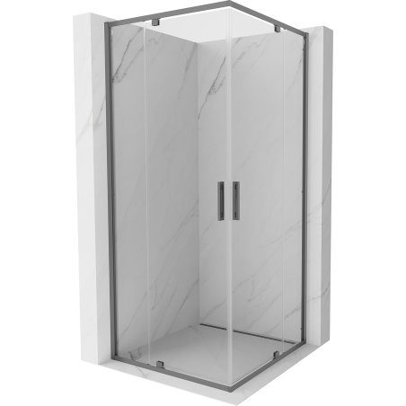 Mexen Exo-R Duo kabina prysznicowa kwadratowa uchylna 70 x 70 cm, transparent, gun metal - 8110-070-070-95-00