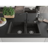 Mexen Tomas fregadero de granito 2 senos con grifo de cocina Duero, negro/oro metálico - 6516-75-671600-70