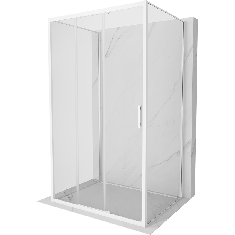 Mexen Exo-3S 3S kabina prysznicowa 3-ścienna rozsuwana 85 x 80 cm, transparent, biała - 8153-085-080-20-00-3S