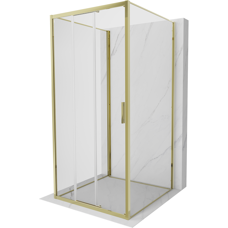Mexen Exo-3S 3S kabina prysznicowa 3-ścienna rozsuwana 85 x 85 cm, transparent, złota - 8153-085-085-50-00-3S