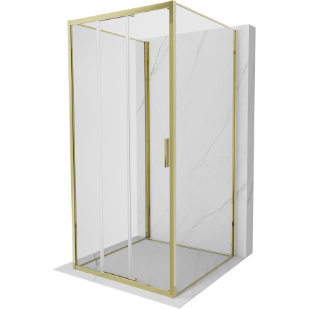 Mexen Exo-3S 3S kabina prysznicowa 3-ścienna rozsuwana 85 x 85 cm, transparent, złota - 8153-085-085-50-00-3S