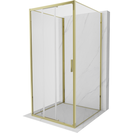 Mexen Exo-3S 3S kabina prysznicowa 3-ścienna rozsuwana 90 x 90 cm, transparent, złota - 8153-090-090-50-00-3S