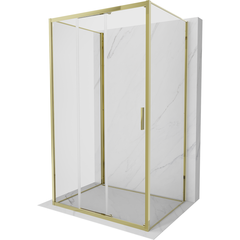 Mexen Exo-3S 3S kabina prysznicowa 3-ścienna rozsuwana 100 x 90 cm, transparent, złota - 8153-100-090-50-00-3S
