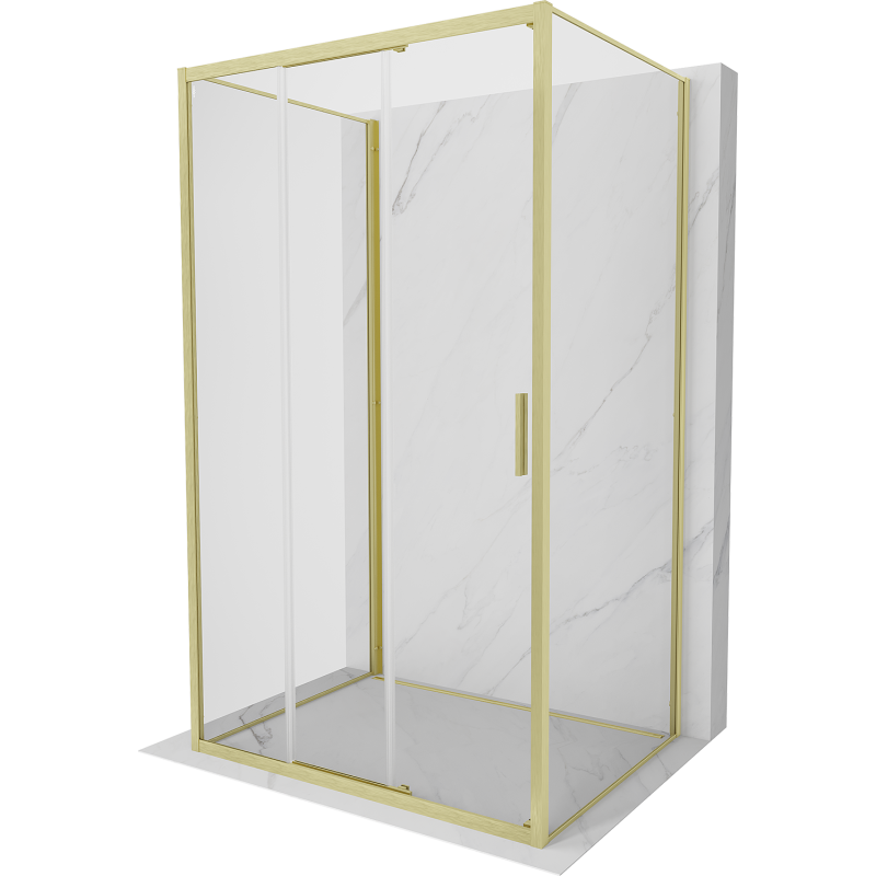 Mexen Exo-3S 3S kabina prysznicowa 3-ścienna rozsuwana 80 x 70 cm, transparent, złota szczotkowana - 8153-080-070-55-00-3S