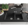 Mexen Tomas 2-Kammer-GranitsSpüle mit Küchenarmatur Duero, schwarz - 6516-77-671600-00