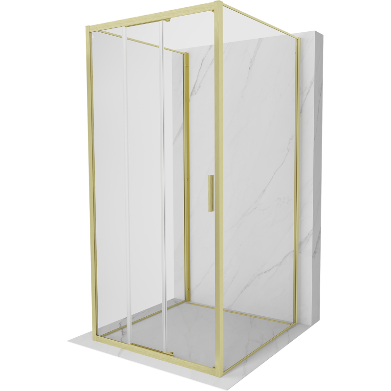 Mexen Exo-3S 3S kabina prysznicowa 3-ścienna rozsuwana 85 x 85 cm, transparent, złota szczotkowana - 8153-085-085-55-00-3S
