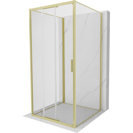 Mexen Exo-3S 3S kabina prysznicowa 3-ścienna rozsuwana 85 x 85 cm, transparent, złota szczotkowana - 8153-085-085-55-00-3S
