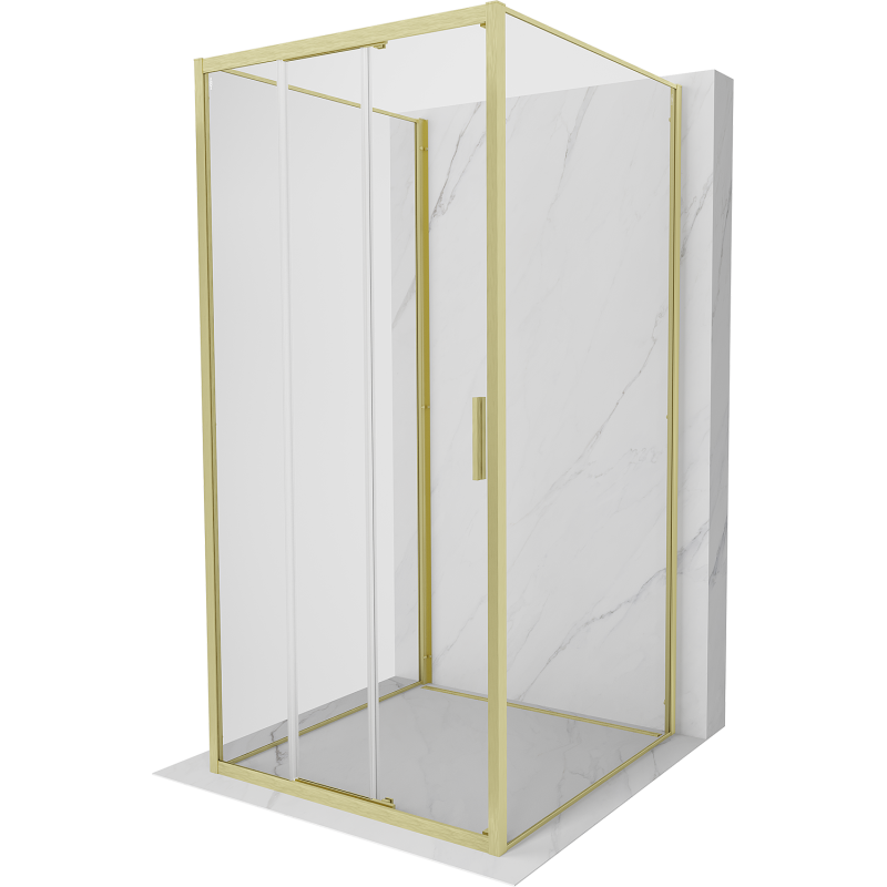 Mexen Exo-3S 3S kabina prysznicowa 3-ścienna rozsuwana 90 x 90 cm, transparent, złota szczotkowana - 8153-090-090-55-00-3S