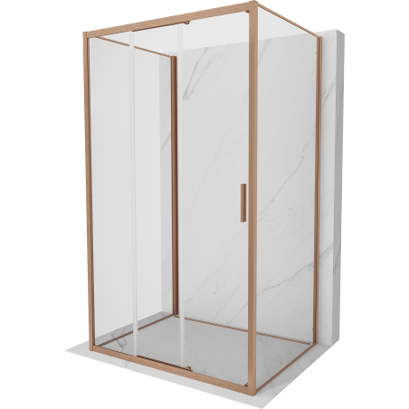 Mexen Exo-3S 3S kabina prysznicowa 3-ścienna rozsuwana 85 x 80 cm, transparent, miedź szczotkowana - 8153-085-080-65-00-3S
