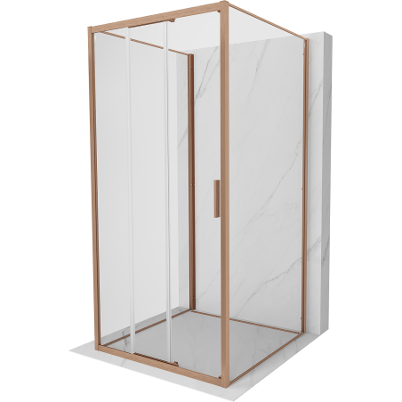 Mexen Exo-3S 3S kabina prysznicowa 3-ścienna rozsuwana 85 x 85 cm, transparent, miedź szczotkowana - 8153-085-085-65-00-3S