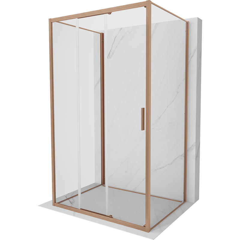Mexen Exo-3S 3S kabina prysznicowa 3-ścienna rozsuwana 100 x 85 cm, transparent, miedź szczotkowana - 8153-100-085-65-00-3S