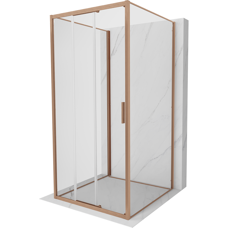 Mexen Exo-3S 3S kabina prysznicowa 3-ścienna rozsuwana 95 x 95 cm, transparent, miedź szczotkowana - 8153-095-095-65-00-3S