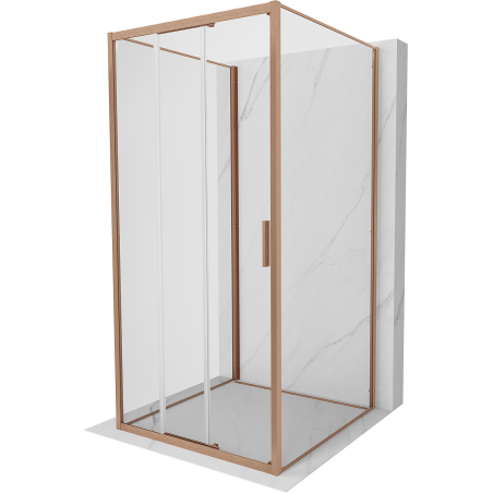 Mexen Exo-3S 3S kabina prysznicowa 3-ścienna rozsuwana 95 x 95 cm, transparent, miedź szczotkowana - 8153-095-095-65-00-3S