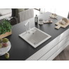 Mexen Vito fregadero de granito de 1 compartimento con grifo de cocina Duero, blanco - 6503-20-671600-20