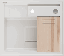 Mexen Agier zlewozmywak granitowy 1-komorowy z deską 600 x 520 mm, biały, syfon chrom - 6524601000-20