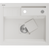 Mexen Agier zlewozmywak granitowy 1-komorowy z deską 600 x 520 mm, biały, syfon chrom - 6524601000-20