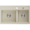 Mexen Triton zlewozmywak granitowy 2-komorowy z deską 800 x 495 mm, beżowy, syfon chrom - 6531802000-69
