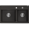 Mexen Triton zlewozmywak granitowy 2-komorowy z deską 800 x 495 mm, czarny/złoty metalik, syfon chrom - 6531802000-75