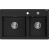 Mexen Triton zlewozmywak granitowy 2-komorowy z deską 800 x 495 mm, czarny, syfon chrom - 6531802000-77