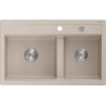 Mexen Triton zlewozmywak granitowy 2-komorowy z deską 800 x 495 mm, piaskowy, syfon chrom - 6531802000-29