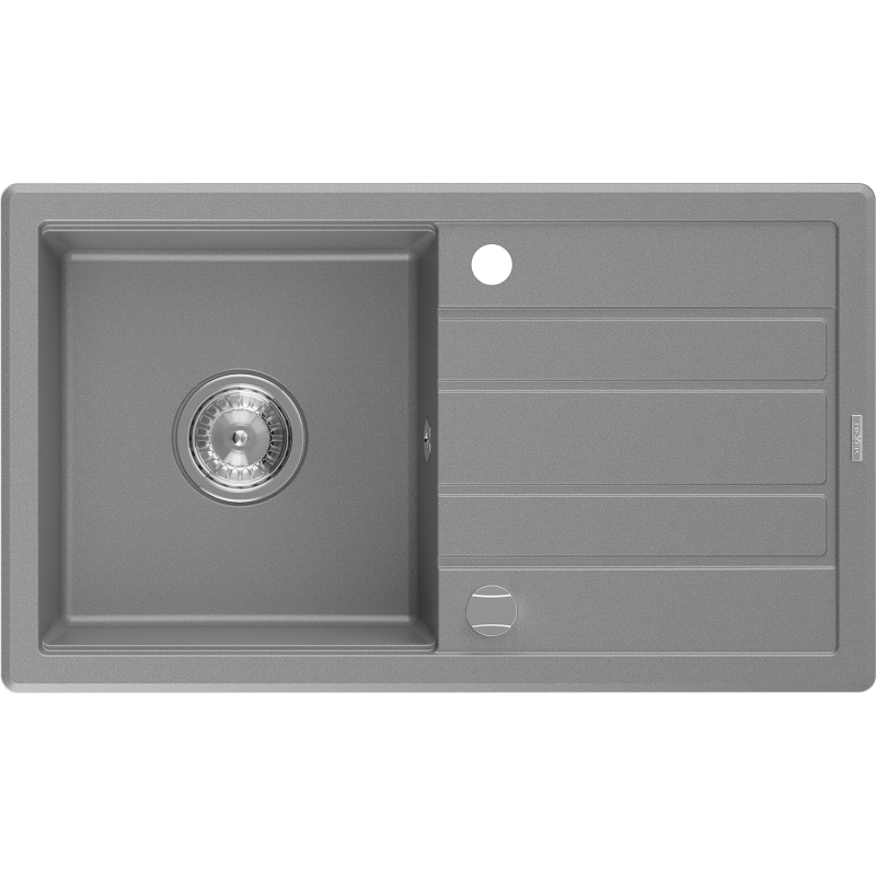Mexen Petros zlewozmywak granitowy 1-komorowy z ociekaczem i deską 750 x 435 mm, szary, syfon chrom - 6529751005-71