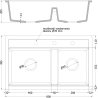 Mexen Triton zlewozmywak granitowy 2-komorowy z deską 800 x 495 mm, piaskowy, syfon chrom - 6531802000-29