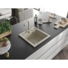 Mexen Vito granitische enkele spoelbak met keukenmengkraan Duero, beige - 6503-69-671600-69