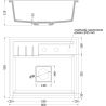 Mexen Agier zlewozmywak granitowy 1-komorowy z deską 600 x 520 mm, czarny/złoty metalik, syfon chrom - 6524601000-75
