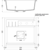 Mexen Agier zlewozmywak granitowy 1-komorowy z deską 600 x 520 mm, piaskowy, syfon chrom - 6524601000-29