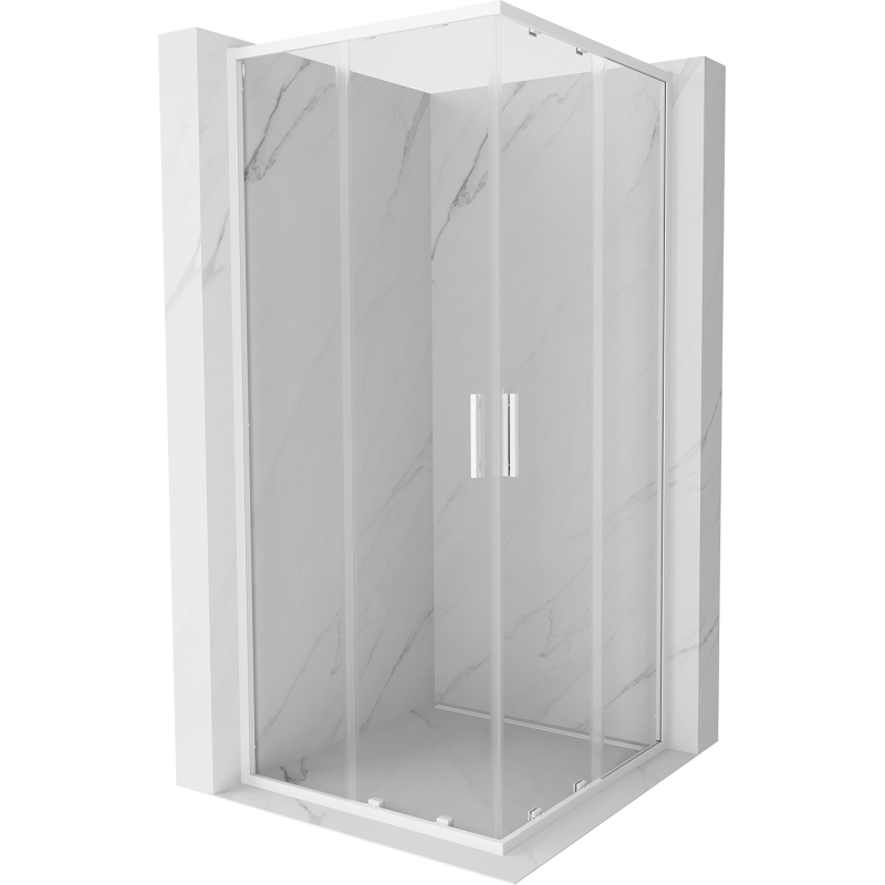 Mexen Exo-S Duo kabina prysznicowa kwadratowa rozsuwana 85 x 85 cm, transparent, biała - 8111-085-085-20-00