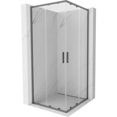 Mexen Exo-S Duo kabina prysznicowa kwadratowa rozsuwana 85 x 85 cm, transparent, gun metal - 8111-085-085-95-00