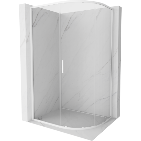 Mexen Exo-S kabina prysznicowa półokrągła rozsuwana 90 x 80 cm, transparent, biała - 8131-090-080-20-00