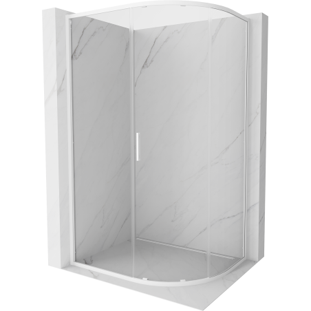 Mexen Exo-S kabina prysznicowa półokrągła rozsuwana 100 x 80 cm, transparent, biała - 8131-100-080-20-00