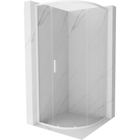 Mexen Exo-S kabina prysznicowa półokrągła rozsuwana 90 x 90 cm, transparent, biała - 8131-090-090-20-00