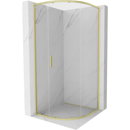 Mexen Exo-S kabina prysznicowa półokrągła rozsuwana 80 x 80 cm, transparent, złota szczotkowana - 8131-080-080-55-00
