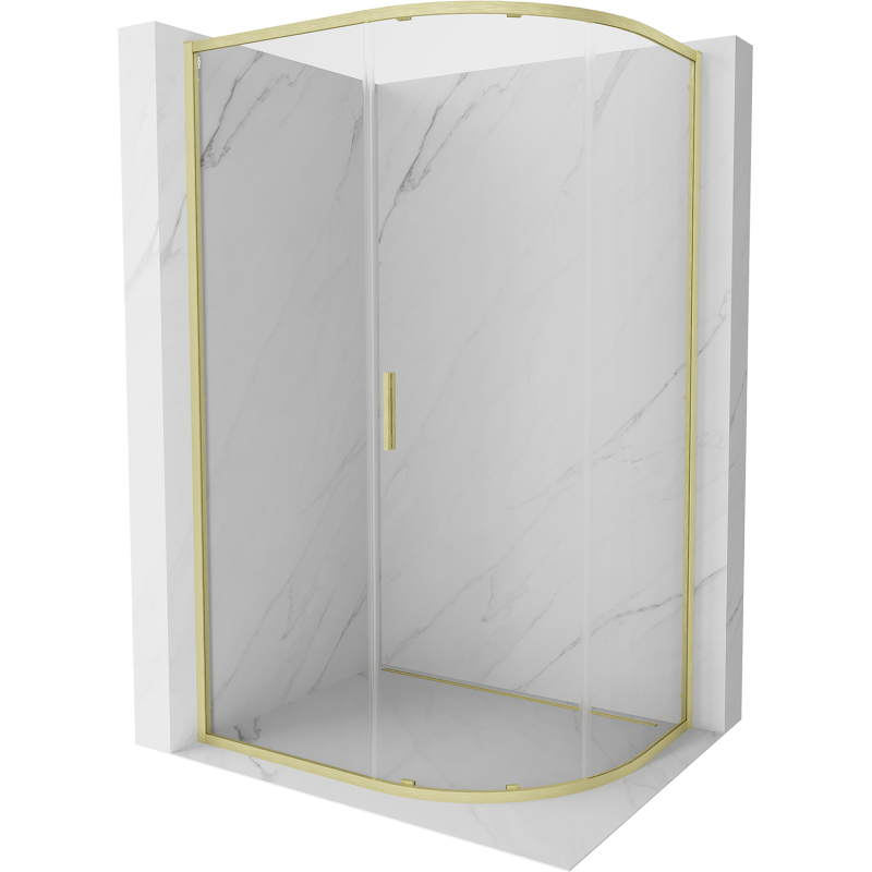Mexen Exo-S kabina prysznicowa półokrągła rozsuwana 90 x 80 cm, transparent, złota szczotkowana - 8131-090-080-55-00