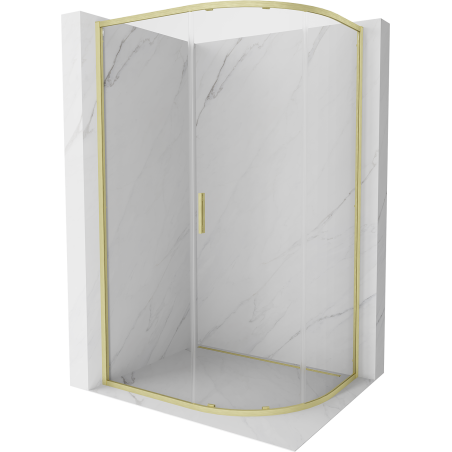 Mexen Exo-S kabina prysznicowa półokrągła rozsuwana 90 x 80 cm, transparent, złota szczotkowana - 8131-090-080-55-00