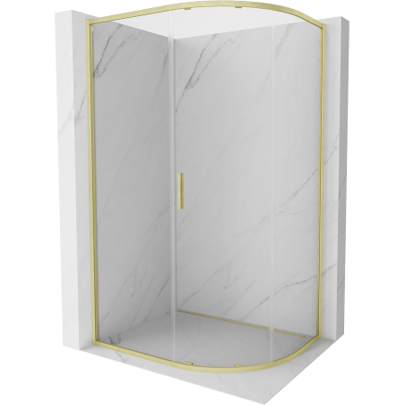 Mexen Exo-S kabina prysznicowa półokrągła rozsuwana 100 x 80 cm, transparent, złota szczotkowana - 8131-100-080-55-00