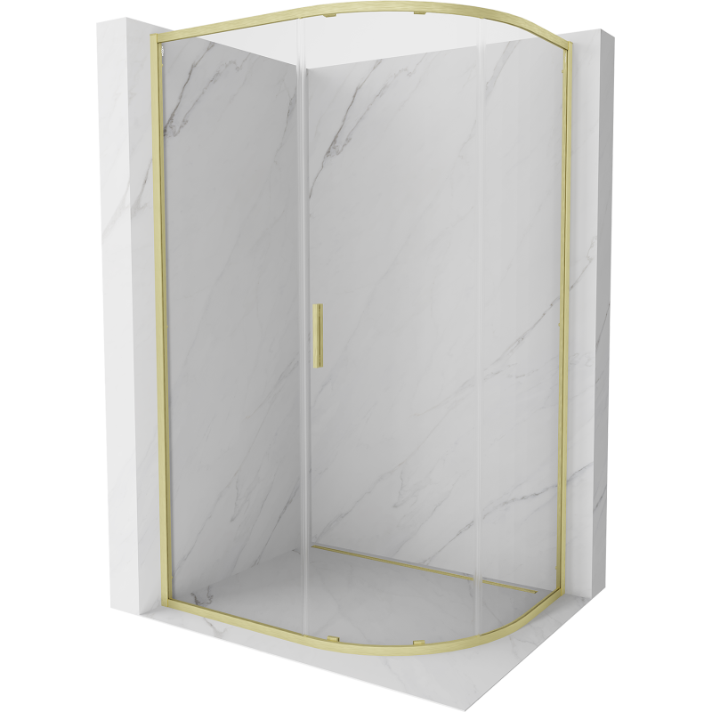 Mexen Exo-S kabina prysznicowa półokrągła rozsuwana 120 x 90 cm, transparent, złota szczotkowana - 8131-120-090-55-00