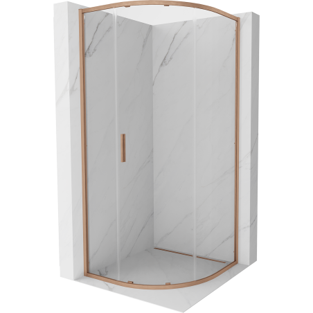 Mexen Exo-S kabina prysznicowa półokrągła rozsuwana 80 x 80 cm, transparent, miedź szczotkowana - 8131-080-080-65-00