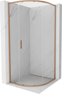 Mexen Exo-S kabina prysznicowa półokrągła rozsuwana 80 x 80 cm, transparent, miedź szczotkowana - 8131-080-080-65-00