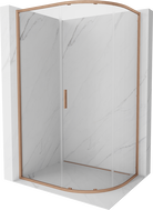 Mexen Exo-S kabina prysznicowa półokrągła rozsuwana 100 x 80 cm, transparent, miedź szczotkowana - 8131-100-080-65-00