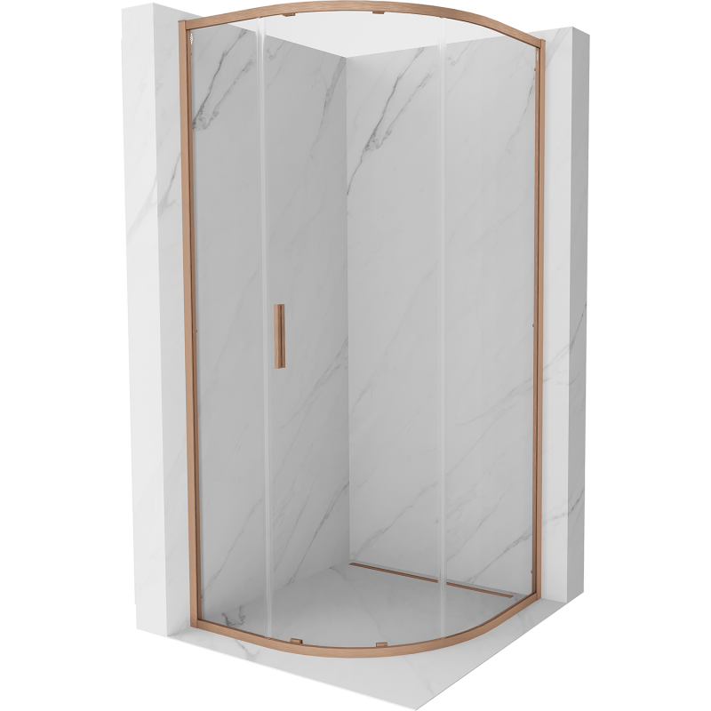 Mexen Exo-S kabina prysznicowa półokrągła rozsuwana 100 x 100 cm, transparent, miedź szczotkowana - 8131-100-100-65-00